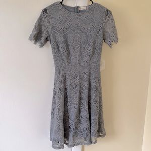 Grey lace dress a-line short